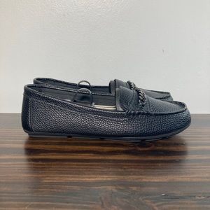 Anne Klein Chessy Black Leather Slip On Casual Comfort Loafers Womens Size 8.5